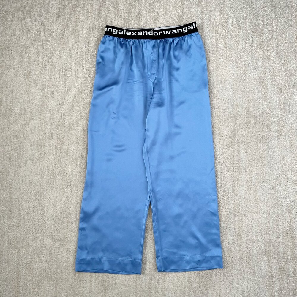 T by Alexander Wang Wide Leg Silk Pants M Blue